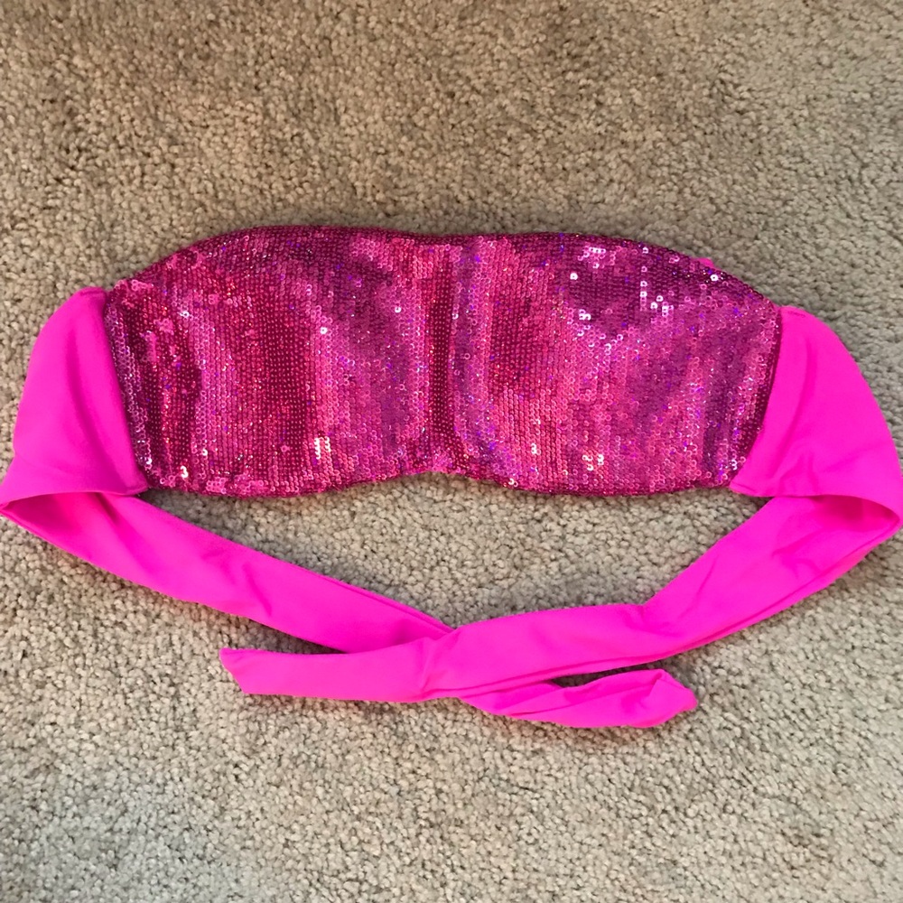 Victoria’s Secret pink sequin strapless bikini top